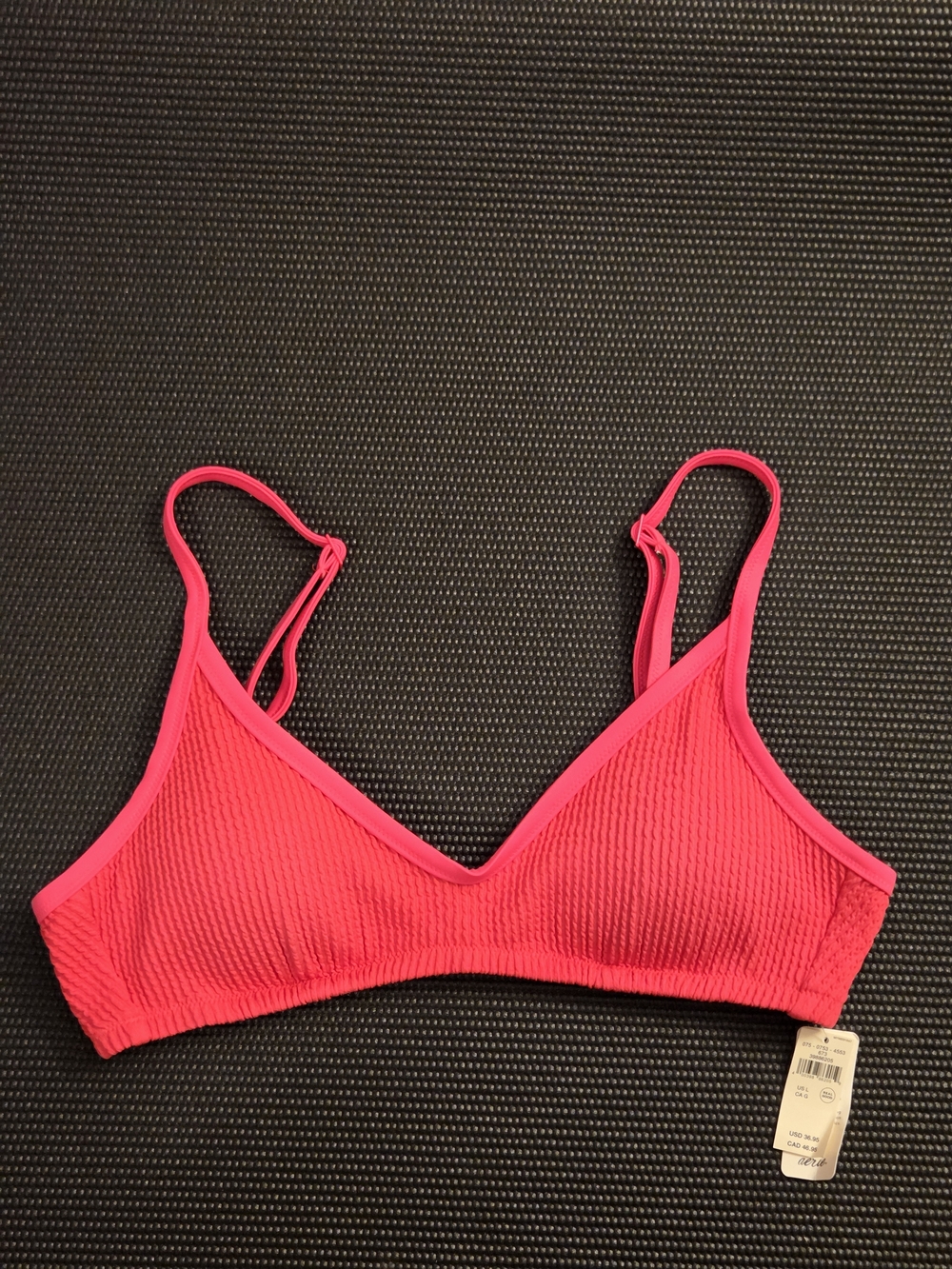 aerie Hot Pink Textured Bikini Top